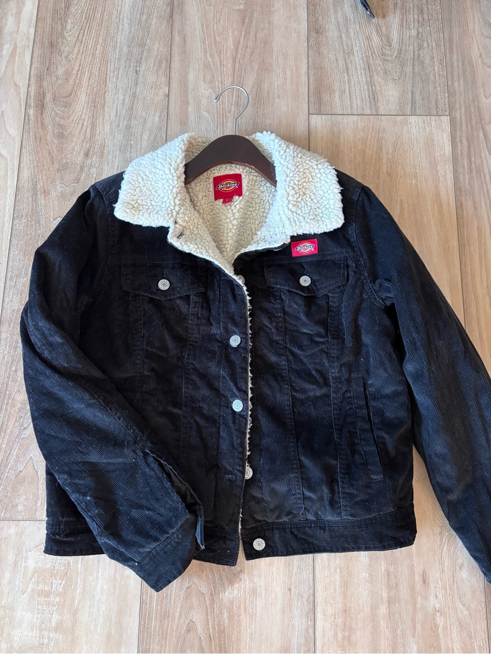 Dickies Black Corduroy Jacket with Cream Sherpa Collar